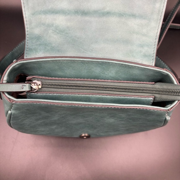 The Animal Rescue‎ Site Purse Pawprint Crossbody Saddle Bag Teal Turquoise Green - Picture 5 of 11